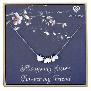 【貨物輸送無料】宝飾品・付属品 ハートチクロスシスターデインティネックレスcollana con cuore piccolo chiclove, tre sorella regalo, regalo per migliore amico, dainty