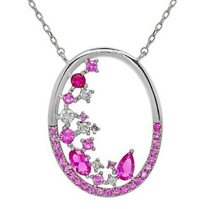 【貨物輸送無料】宝飾品・付属品 コリアーアルジェントロディエオキシデスジルコニウムローズcollier 40糎 5糎 en argent 925 rhodie et oxydes zirconium rose  neuf