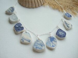 【貨物輸送無料】宝飾品・付属品 シーセラミックフラワーネックレスモデルcollana blu mare ceramica a fiori e modelli di salice blu 18