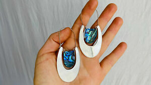 【貨物輸送無料】宝飾品・付属品 アワビシルバースターリングイヤリングパウアオパールデルマーレabalone amp; argento sterling orecchini paua  opale del mare