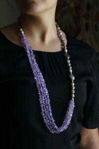 【貨物輸送無料】宝飾品・付属品 アメジストオパールデンドリチコネックレスcollana ametista e opale dendritico