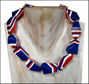 【貨物輸送無料】宝飾品・付属品 フランスデザインジロコロネックレスfrancese design grosso patriottico rosso blu e bianco resina collana girocollo