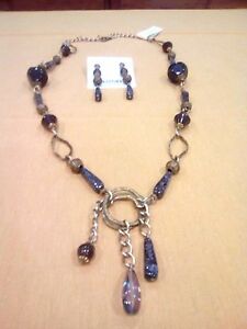 【貨物輸送無料】宝飾品・付属品 ネックレスイヤリングビジューcollana  orecchini talismano bijoux metallo brunito con elementi colorati