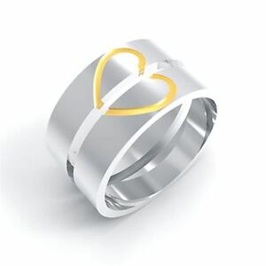 【貨物輸送無料】宝飾品・付属品 カスタムハートゴールドシルバーリングfedine personalizzate インチ argento 925 heart gold