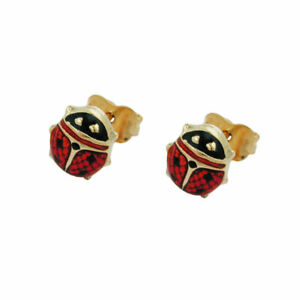 【貨物輸送無料】宝飾品・付属品 プラグレッドブラックガラスゴールドspina 7x7粍 coccinella rossonero smaltato 9kt oro