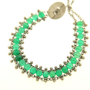 【貨物輸送無料】宝飾品・付属品 ミッハウベトナムブレスレットシルバーグリーンアガタmychau bracciale vietnamita インチ argento e green agata 18050