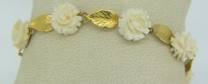 【貨物輸送無料】宝飾品・付属品 グラムゴールドブレスレット91 grammi 12kt gold filled fiore e foglia intagliato 191糎 bracciale u48