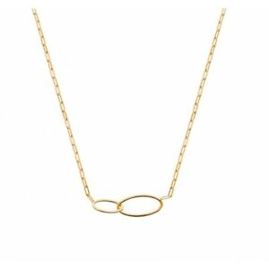 【貨物輸送無料】宝飾品・付属品 コリアーアンプラケペンデンティフドゥマイロンcollier en plaque or pendentif deux maillons ovales