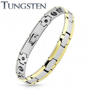 【送料無料】ジュエリー・アクセサリー メンズブレスレットタングステンゴールデンエッジbracciale uomo tungsteno bordi dorati