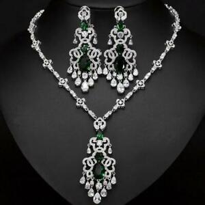 【貨物輸送無料】宝飾品・付属品 ホワイトゴールドネックレスイヤリングセットメッキジルコニfabulous zirconi placcato インチ oro bianco donna matrimonio collana orecchini set