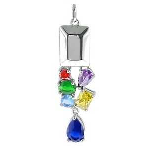 【送料無料】ジュエリー・アクセサリー ペンデンティフエンアルジャンロディエオキシデスジルコニウムipendentif en argent rhodie et oxydes zirconium multicolores chaine en option