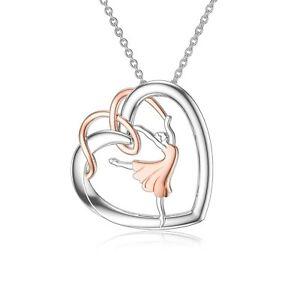 【貨物輸送無料】宝飾品・付属品 ロマンチックワークハートネックレスシルバースターリングバレエダンスガールネックレスromanticwork cuore collana 925 argento sterling balletto dancing girl collana