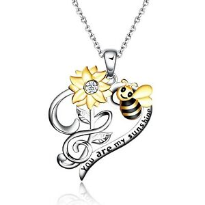 【貨物輸送無料】宝飾品・付属品 シルバースターリングハートネックレスビーサンフロー925 argento sterling cuore collane per donna, sei il mio sole bee sunflow