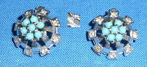 【貨物輸送無料】宝飾品・付属品 シルバーターコイズクリップイヤリングorecchini clip di 925er argento con turchesi 地方検事3512