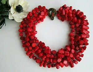 【貨物輸送無料】宝飾品・付属品 フリーフォームサンゴレッドラインジェンマペルリーナネックレス5 riga rosso corallo a forma libera gemma perlina collana