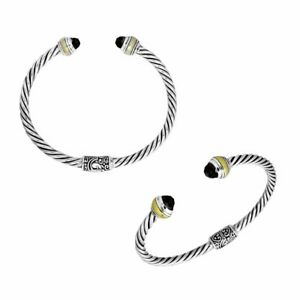 【貨物輸送無料】宝飾品・付属品 ブラックオニクススターリングシルバーブレスレットbracciale インチ argento sterling con onice nera ab1052ox