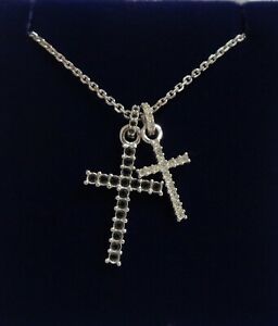 【貨物輸送無料】宝飾品・付属品 エンドダブルクロススワロフスキーペンダントチェーンfine doppia croce ciondolo di swarovskilunghezza catena 15 18  52g