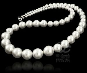 【貨物輸送無料】宝飾品・付属品 スワロフスキーシルバースターリングホワイトパールネックレスswarovski bella collana di perle bianche argento sterling certificato