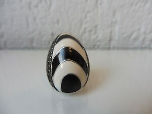 【貨物輸送無料】宝飾品・付属品 リングホワイトエナメルbella, vecchio anello __925 argento__nerobianco smaltato __