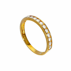 【送料無料】ジュエリー・アクセサリー ゴールドクリアクリスタルハーフエタニティリングサイズreal 375 9ct gold amp; cancella cz cristallo mezza eternita anello impilabile taglia iu