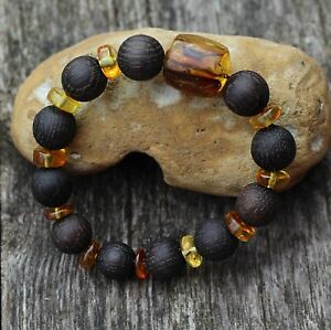 【貨物輸送無料】宝飾品・佩び物 アンバーブレスレットバルトアンバーブレスレットオークエコジュエリーamber bracelet, selected baltic amber bracelet and carved oak wood, eco jewelry