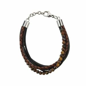 【送料無料】ジュエリー・アクセサリー タイガーアイブレスレットシュタールエーデルナッパブラウンbracciale occhio di tigre e stahledelnappa braun 21cm