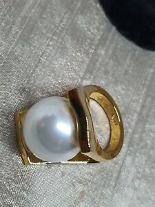 【送料無料】ジュエリー・アクセサリー レレサドーイゴールドパールメッキリングサイズlele sadoughi 18k oro placcato perla dichiarazione anello taglia 7n