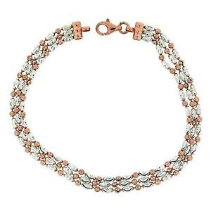 【送料無料】ジュエリー・アクセサリー ツートンシルバースターリングトリプルスレッドパターンブレスレットtoc bicolore argento sterling triplo filo braccialetto a maglie fantasia 191cm