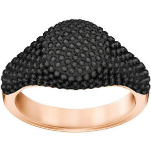 【送料無料】ジュエリー・アクセサリー スワロフスキーストーンリングシールブラックローズゴールドメッキswarovski stone anello con sigillo 52, nero, placcatura in oro rosa 5412010