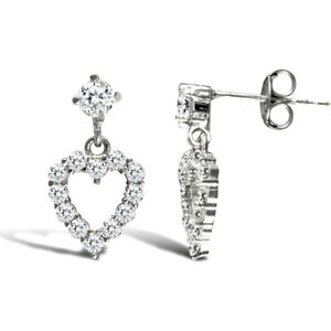 【送料無料】ジュエリー・アクセサリー ホワイトゴールドダングリングイヤリングパールラブ9ct oro bianco cz orecchini pendenti a perno love