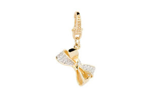 【送料無料】ジュエリー・アクセサリー ロゼボウペンダントシルバーゴールドメッキチャームciondolo fiocco rosato charm argento placcato oro 18 kt  se018