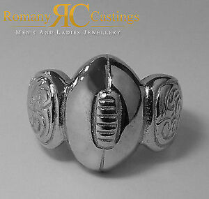 【送料無料】ジュエリー・アクセサリー ソリッドスターリングスタンプシルバーラグビーボールプラチナリンググラムsolid sterling timbrato 925 argento rugby palla anello platino immerso 155 grammi
