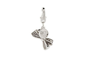 【送料無料】ジュエリー・アクセサリー ピンクチャームチャームペンダントシルバーブラックジルコンciondolo rosato charm fiocco my secrets argento 925 zirconi neri se020