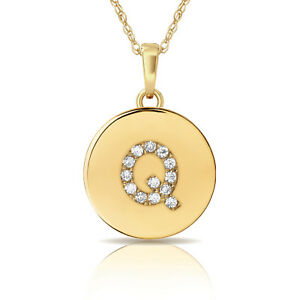 【送料無料】ジュエリー・アクセサリー ペンダントネックレスイエローゴールド025ct brillante rotondo lettera q iniziale ciondolo collana 14k oro giallo