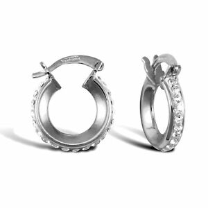 【送料無料】ジュエリー・アクセサリー クリスタルホワイトゴールドエタニティイヤリングフープ9ct cristallo oro bianco eternity orecchini cerchi 3mm 13mm