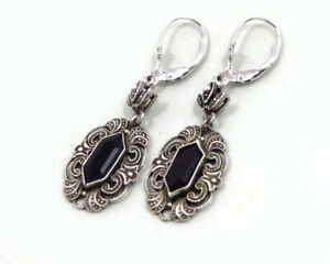 【送料無料】ジュエリー・アクセサリー アールデコイヤリングシルバーブラックストーンズペンダントスターリングart deco orecchini argento nero stones pendenti 925 sterling