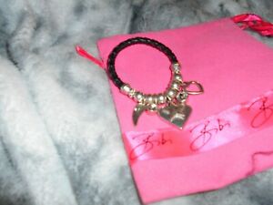 【送料無料】ジュエリー・アクセサリー バッグペンダントレザーブレスレットbibi in pelle bracciale con cuore grande fascino e altri ciondoli con sacchetto