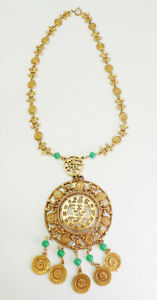 【送料無料】ジュエリー・アクセサリー カラーゴールドグレートヴィンテージアジアパターンゴルデットネックレスcolor oro grande vintage metallo cinese asiatico motivo collana da goldette