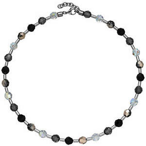 【送料無料】ジュエリー・アクセサリー スワロフスキーマルチカラーダークステンレススチールネックレスネックレスcollier collana con swarovski elements multicolor scuro acciaio inox 4245cm