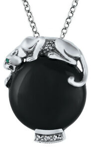 【送料無料】ジュエリー・アクセサリー ノーマンチェーンブラックコニクスシルバースターリングパンサーペンダントnero onice argento sterling ciondolo pantera su catena da ari d norman