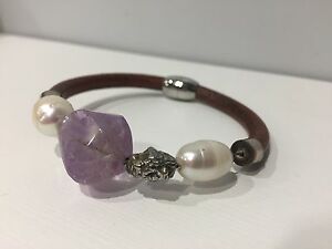 【送料無料】ジュエリー・アクセサリー パールクォーツシルバーブレスレットパルセエロパールクォーツシルバーブレスレットpulsera cuero con perlas amp; pepita plata amp; cuarzo pearl quartz silver bracele