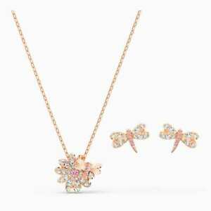 【送料無料】ジュエリー・アクセサリー スワロフスキートンボセットローズメッキローズゴールドトーンswarovski fiore eterno dragonfly set, rosa, tono oro rosa placcato