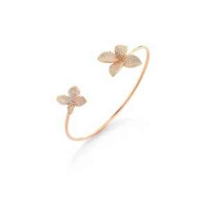 【送料無料】ジュエリー・アクセサリー シルバーバスローズゴールドホワイトジルコンブレスレットbracciale rigido due fiori in argento 925 bagno oro rosa e zirconi bianchi br072