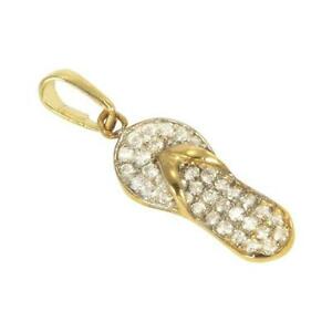 【送料無料】ジュエリー・アクセサリー イエローゴールドジルコニフリップフロップチャーム9 kt oro giallo e zirconi infradito fascino