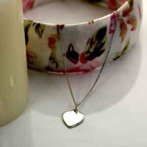 【送料無料】ジュエリー・アクセサリー ホワイトゴールドクオーレチェーンネックレスインチin oro bianco 9ct engravable cuore su collana catena 16 18 pollici incisione gratuita