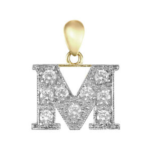 【送料無料】ジュエリー・アクセサリー ジュエルコロンドンゴールドパヴェアイデンティティペンダントチャームjewelco london 9ct 2colore oro cz pave identita pendente charm iniziale lettera m