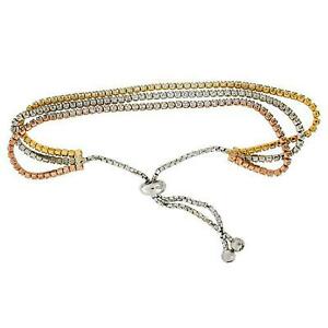 【送料無料】ジュエリー・アクセサリー ラインストーンブレスレットセットトックトーンシルバースターリングトリプルtoc tre tono argento sterling tripla fila di strass bracciale set 6  prolunga