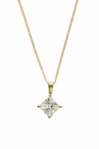 【送料無料】ジュエリー・アクセサリー ゴールドスクエアキュービックジルコンフォーグチェーンペンダント9ct oro 6mm quadrato zircone cubico forgiati catena e ciondolo