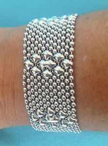 【送料無料】ジュエリー・アクセサリー チェーンフラワーメッシュカフブレスレットsg liquido metallo argento sfera catena fiore mesh cuff bracelet tb34 rottura