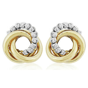【送料無料】ジュエリー・アクセサリー ジルコンイヤリングcon zirconi cubici in oro 9ct trilogy nodo orecchini 8mm